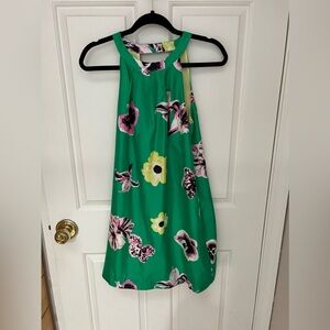 J. Crew Green Floral Silk Halter Shift Dress Open Back NWT Size 4